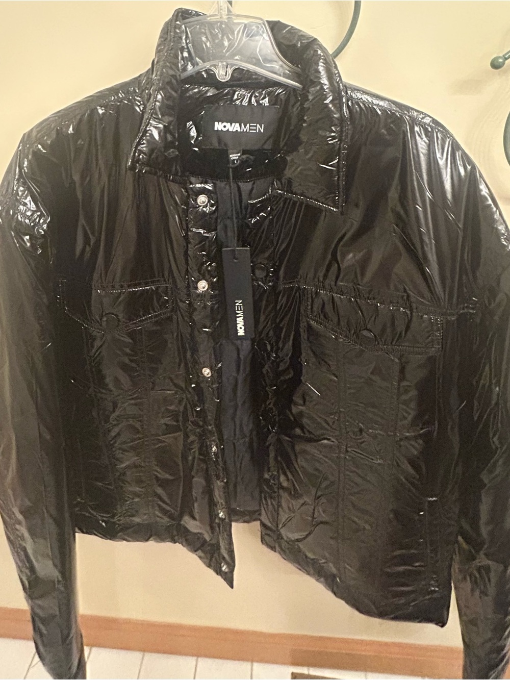 Fashion Nova Black Shiny Puffer Jacket